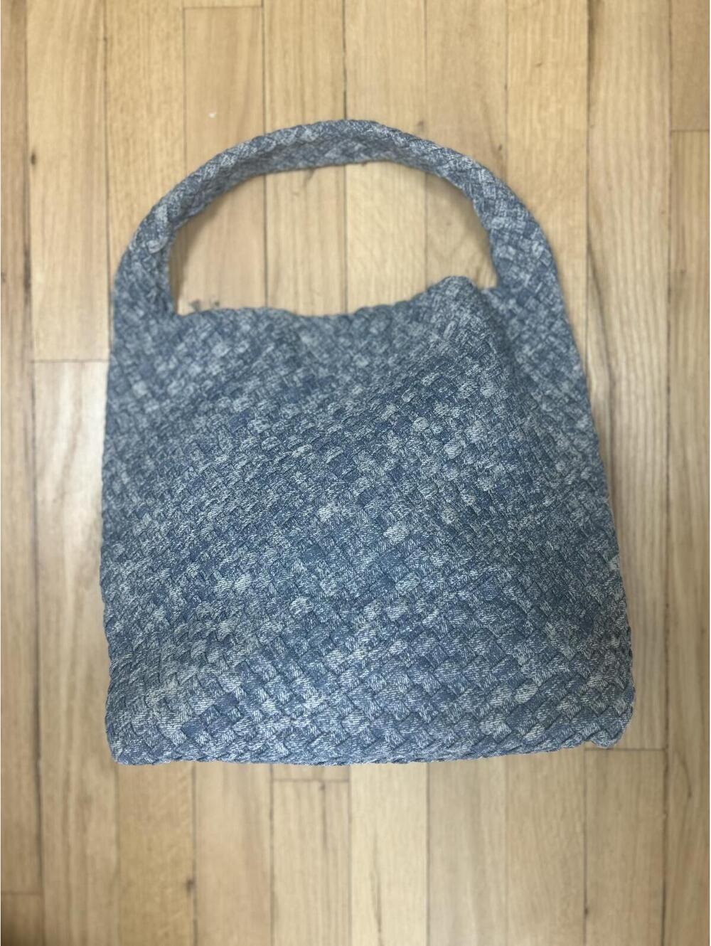 Bohemian Large Bag Features a Distinctive Woven Denim Texture. - Picture 3 of 6